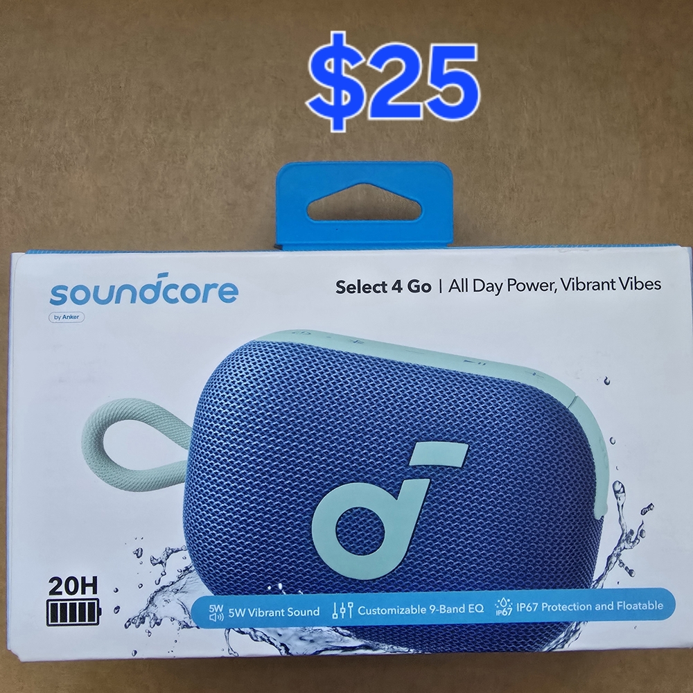 Blue Portable Bluetooth Speaker Water-Resistant